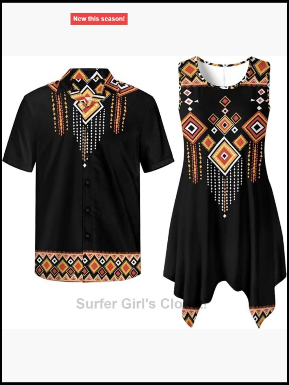 Sleeveless Flared Tank Dress with Pockets Matching Hawaiian Shirt Set